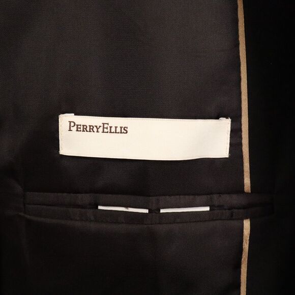 Perry Ellis Sport Coat Mens 44R Brown Windowpane Jacket Blazer Lined Career - Picture 14 of 15